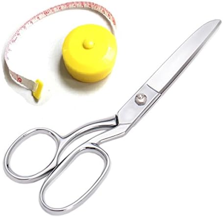 8 Inch High Quality Silver Color Heavy Duty Stainless Steel Professional Scissors - with Free Retractable Tape Measure
