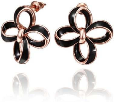 DUMAN 18k Rose Gold Plated Earrings Enamel Phalaenopsis Stud Earrings Health Jewelry Nickel Free