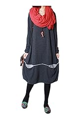 Long Sleeves Sweater Round Neck Spring Cotton  Dress