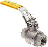 Merit Brass Stainless Steel 316 Ball Valve, Two Piece, Full Port, Lever, 1/2