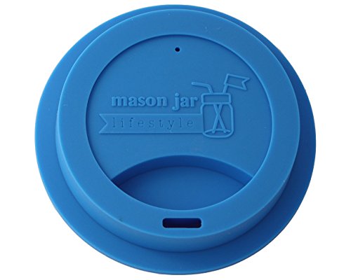 Mason Jar Lifestyle Silicone Drinking Lid for Wide Mouth Mason, Ball, Canning Jars (Blue)