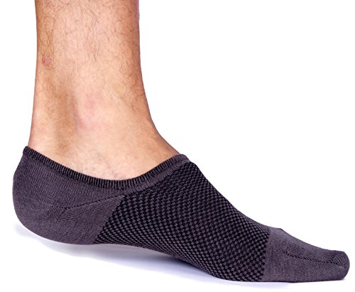 Bambu Men's Premium Bamboo No Show Socks 4 pairs - Non Slip & No Holes