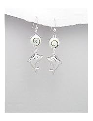 Dolphin Shell Earrings In 92.5 Sterling Silver