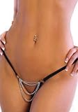 Chain Front Crotchless Thong