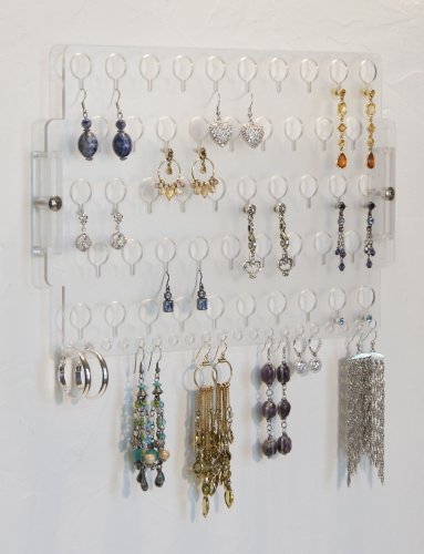 Wall Mount Earring Holder Storage Rack Earring Angel Hanging Jewelry Organizer Display (CLICK TO SEE AVAILABLE COLORS, Clear, Frosted, White, Pink, Purple, Blue or Green)