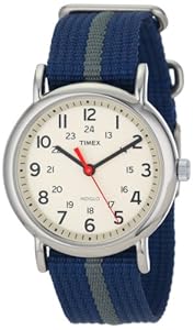 Timex Unisex T2N654 Weekender Watch with Blue and Gray Nylon Strap