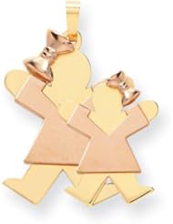 14k Two-Tone Big Girl & Little Girl Engravable Charm