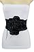 TFJ Women Fashion Elastic Wide Belt Waist Hip Big Black Flower Feather Buckle M L XL