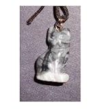 Natural Healing Crystal Gray Jasper Gemstone Kitty Cat Pendant String Necklace