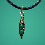Cute Little Pea Pod - small handmade pendant - 2 jade green peas in a bronze pod ~ heartinhawaii