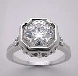 14k White Gold Antique Style Engagement Diamond Ring, TDW 0.06 Ct.