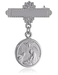 Childrens Sterling Silver Christening Pin with Guardian Angel