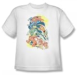 Superman Halftone League Youth S/S T-shirt in White by DC Comics