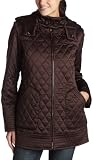 JONES NEW YORK Women's Satine Quilt W/Detachable Hood,Nugget Brown,Medium