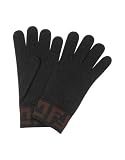 Fendi Black & Brown Logoed Cuff Knit Wool Gloves