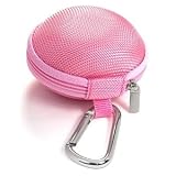 Case Star ® Pink Earphone handsfree headset HARD EVA Case - Clamshell/MESH Style with Zipper Enclosure, Inner Pocket, and Durable Exterior + Silver Climbing Carabiner+Case star cellphone bag