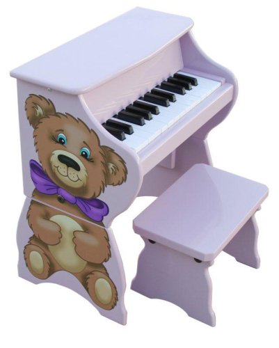 25 Key Toy Piano Pals w/ Bench - Lavendar Teddy Bear