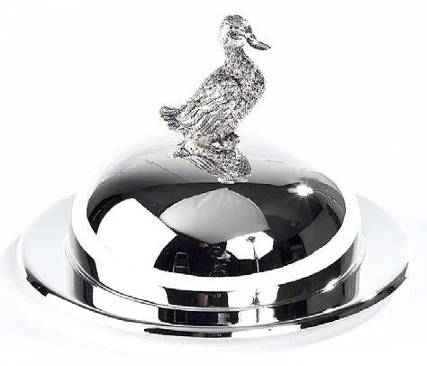 Silver Plated Duck Butter Dish and Knife - Silver Wedding Gift