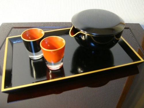≪屠蘇器としてもOK!?≫【会津塗】木製+漆ガラス工芸 酒器セット