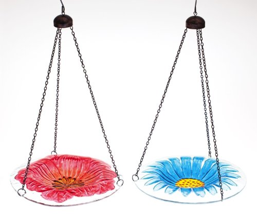 2 Assorted: Hanging Glass Birdfeeder
