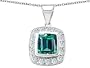 3.75 cttw 925 Created Emerald Cut Emerald Pendant in 925 Sterling Silver