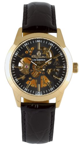 Burgmeister Unisex Skelettuhr Orleans schwarz-gold BM318-222