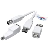 Vivanco USB 2.0 zertifizietes Anschlusskabel Set mit USB A Stecker   USB B Stecker 1.8 m, USB A Kupplung   USB B Kupplung Adapter