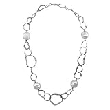 36-inch/White-Pearl Silver Chain Necklace