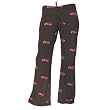 Low Rise Cheer Wording Black Fun Print Novelty tie cord jersey cotton pants for lounging, sleep, sports. Ladies relaxed fit,