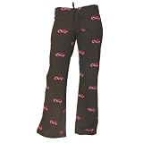 Low Rise Cheer Wording Black Fun Print Novelty tie cord jersey cotton pants for lounging, sleep, sports. Ladies relaxed fit, available in 5 adult sizes