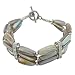 Handmade Triple-Strand Taupe Seashell & Silver Bracelet