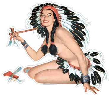 Pin-up art retro sexy pin up pinup native girl smoking sticker decal 5