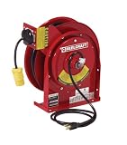 Reelcraft L-4050-163-3 Spring Driven Cord Reel with 50-Feet of 16/3 Cord and Single Outlet