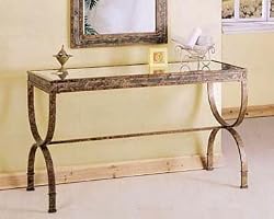 Entry Way Console Table Brown Metal Frame