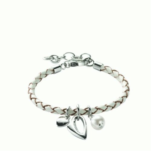 Fossil Damen-Lederarmband Herz Anh&auml;nger Perle 17,5-21.5 cm JF85651040 Preisvergleich