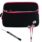 Jet Neoprene Sleeve Book Cover Case Protective with Extra Pocket for Velocity Micro Cruz Reader + includes a eBigValue TM Determination Key Chain Strap + Includes a Crystal Clear High Quality HD Noise Filter Ear buds Earphones Headphones 3.5mm Jack