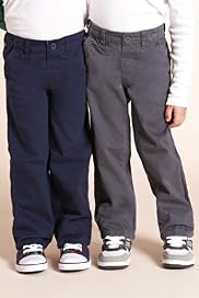 2 Pack - Pure Cotton Straight Leg Chino Trousers