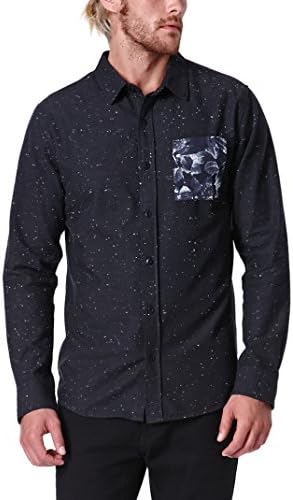 On The Byas Mens Ritchie Pieced Long Sleeve Woven Shirt