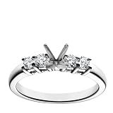 18k White Gold Prong-Set Engagement Ring Setting with Round Sidestones (3/8 cttw)