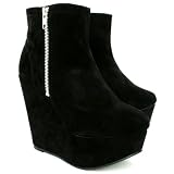 Spy Love Buy Cassidy Suede Style Wedge Heel Platform Zip Court Shoes