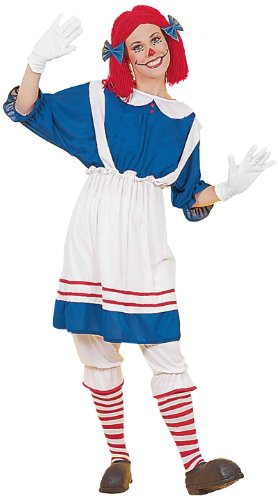 Women's Rag Doll Girl Costume, Blue/White, One Size