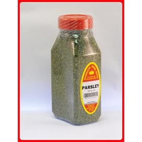 PARSLEY FRESHLY PACKED IN LARGE JARS, spices, herbs, seasonings
