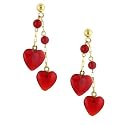 14K Double-Heart Cornelian Drop Earring