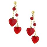 14K Double-Heart Cornelian Drop Earring
