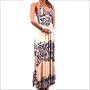 New Sexy Bra Dress Halter Casual Lined Long Maxi Stretch Pattern Size Small, Medium, Large