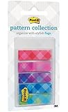 Post-it Color Mixing Flags, Gingham Pattern Collection, 1/2 in x 1.7 in, 100 Flag/On-The-Go Dispenser (683-PLAID1)