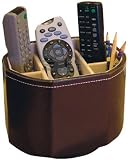 Great Ideas Luxury Faux Leather Revolving Storage Caddy / Holder / Organiser for Storing Remote Controls, Spectacles And Accessories / Rotating Carousel Kitchen & Housewares