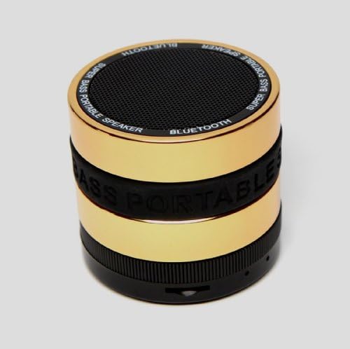 ValuePad Portable Mini Bluetooth Wireless Speaker with Super Bass for Cell Phones, Computers and Tablets (Golden Stainless Steel Band)
