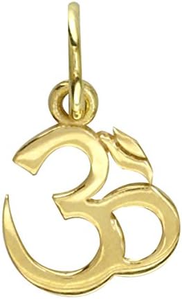 Mini Classic Yoga Ohm, Om, Aum Charm, 8mm x 8mm in 18K yellow gold