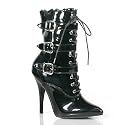 5 Inch Sexy Black Boot Ankle Boot With Three Buckle Black Patent